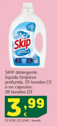 HiperDino SKIP detergente líquido limpieza profunda o en cápsulas, oferta