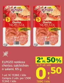HiperDino ELPOZO nobleza chorizo, salchichón o salami oferta