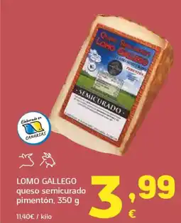 HiperDino LOMO GALLEGO queso semicurado pimentón oferta
