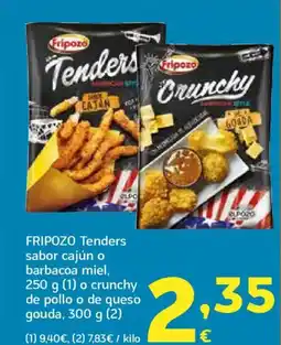 HiperDino FRIPOZO Tenders sabor cajún o barbacoa miel o crunchy de pollo o de queso gouda oferta