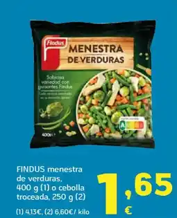 HiperDino FINDUS menestra de verduras o cebolla troceada oferta