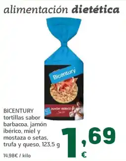 HiperDino BICENTURY tortillas sabor barbacoa, jamón ibérico, miel y mostaza o setas, trufa y queso oferta