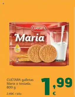 HiperDino CUÉTARA galletas María o tostada oferta