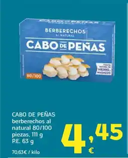 HiperDino CABO DE PEÑAS berberechos al natural 80/100 piezas oferta