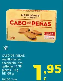 HiperDino CABO DE PEÑAS mejillones en escabeche rías gallegas 13/18 piezas oferta