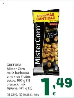 HiperDino GREFUSA Mister Corn maíz barbacoa o mix de frutos secos o snack mix tijuana oferta