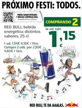HiperDino RED BULL bebida energética distintos sabores oferta