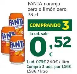 HiperDino FANTA naranja zero o limón zero oferta