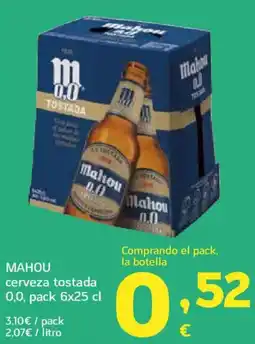 HiperDino MAHOU cerveza tostada 0,0, oferta