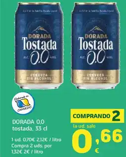 HiperDino DORADA 0,0 tostada oferta