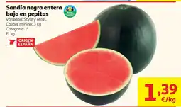 Alcampo Sandía negra entera baja en pepitas oferta