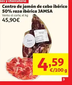 Alcampo JAMSA Centro de jamón de cebo ibérico 50% raza ibérica oferta