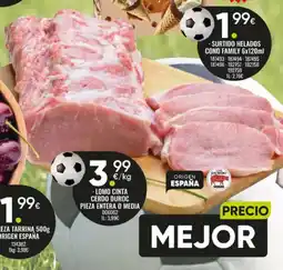 Family Cash Cinta cerdo duroc pieza entera o media oferta