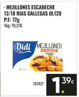 Family Cash Mejillones escabeche 13/18 rias gallegas ol120 oferta