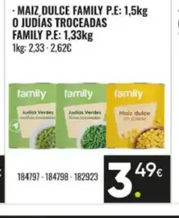 Family Cash FAMILY Maiz, dulce o judías troceadas oferta