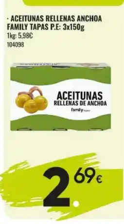 Family Cash FAMILY Aceitunas rellenas anchoa tapas oferta