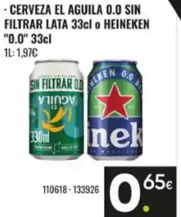Family Cash Cerveza el aguila 0.0 sin filtrar lata o heineken "0.0" oferta