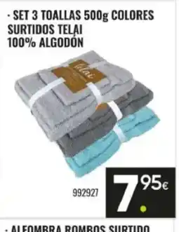 Family Cash Set 3 toallas 500g colores surtidos telai 100% algodón oferta