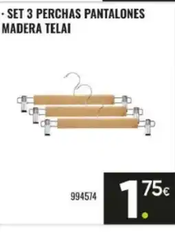 Family Cash Set 3 perchas pantalones madera telai oferta