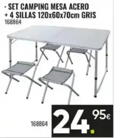 Family Cash .set camping mesa acero +4 sillas oferta
