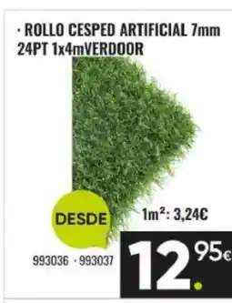 Family Cash Rollo cesped artificial 7mm 24pt 1x4mverdoor oferta