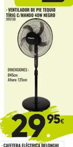 Family Cash Ventilador de pie tequio tírig c/mando 40w negro oferta