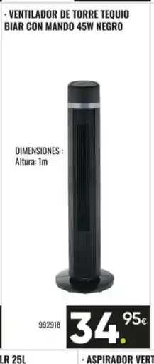 Family Cash Ventilador de torre tequio biar con mando 45w negro oferta