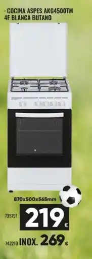 Family Cash Cocina aspes akg4500tm 4f blanca butano oferta