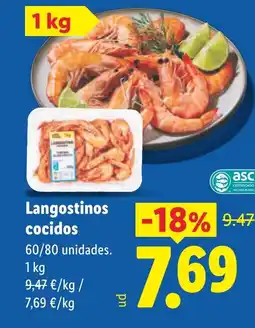 Lidl Langostinos cocidos oferta
