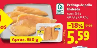 Lidl Pechuga de pollo fileteada oferta