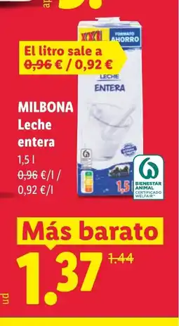 Lidl MILBONA Leche entera oferta