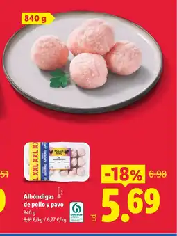 Lidl Albóndigas de pollo y pavud oferta