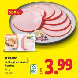 Lidl SERRANO Pechuga de pavo fiambre oferta