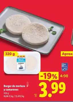 Lidl Burger de merluza y camarones oferta