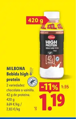 Lidl MILBONA Bebida high protein oferta