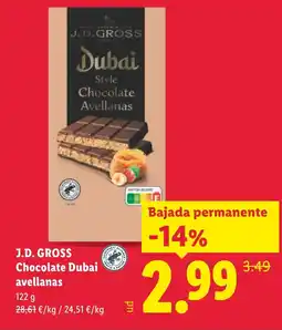 Lidl J.D. GROSS Chocolate Dubai avellanas oferta