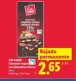Lidl FIN CARRÉ Chocolate negro con almendras enteras oferta