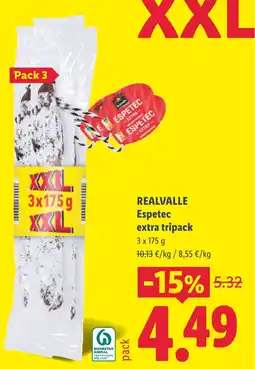Lidl REALVALLE Espetec extra tripack oferta