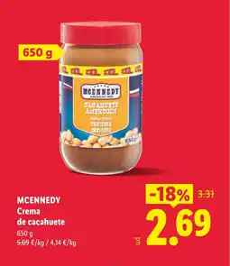 Lidl MCENNEDY Crema de cacahuete oferta