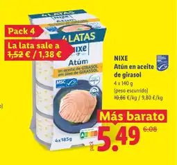 Lidl NIXE Atún en aceite de girasol oferta