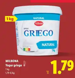 Lidl MILBONA Yogur griego oferta