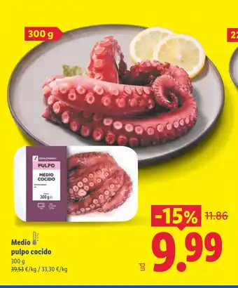 Medio pulpo cocido
