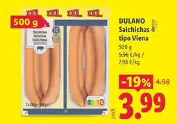 Lidl DULANO Salchichas tipo Viena oferta