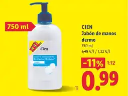 Lidl CIEN Jabón de manos dermo oferta