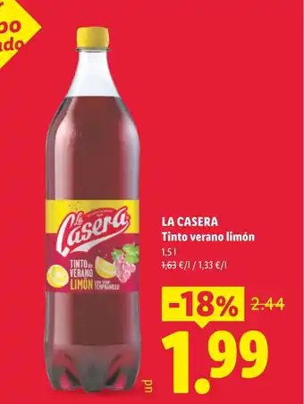 Lidl LA CASERA Tinto verano limón oferta