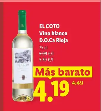Lidl EL COTO Vino blanco D.O.Ca Rioja oferta