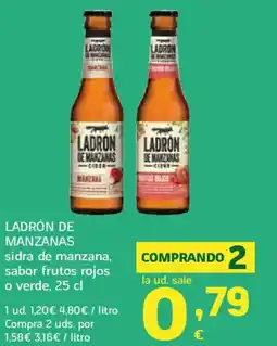HiperDino LADRÓN DE MANZANAS sidra de manzana, sabor frutos rojos o verde oferta