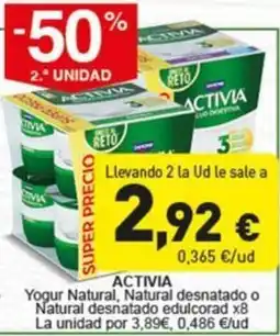 Hiperber Activia Yogur Natural, Natural desnatado o Natural desnatado edulcorad x8 oferta