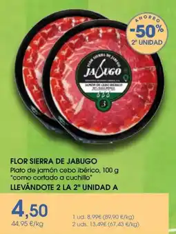 Supermercados Plaza Flor Sierra De Jabugo Plato de jamón cebo ibérico como cortado a cuchillo oferta