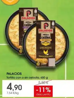 Supermercados Plaza Palacios Tortilla con o sin cebolla oferta